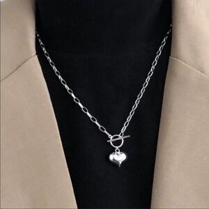 NEW 925 Sterling Silver Heart Link Chain Necklace